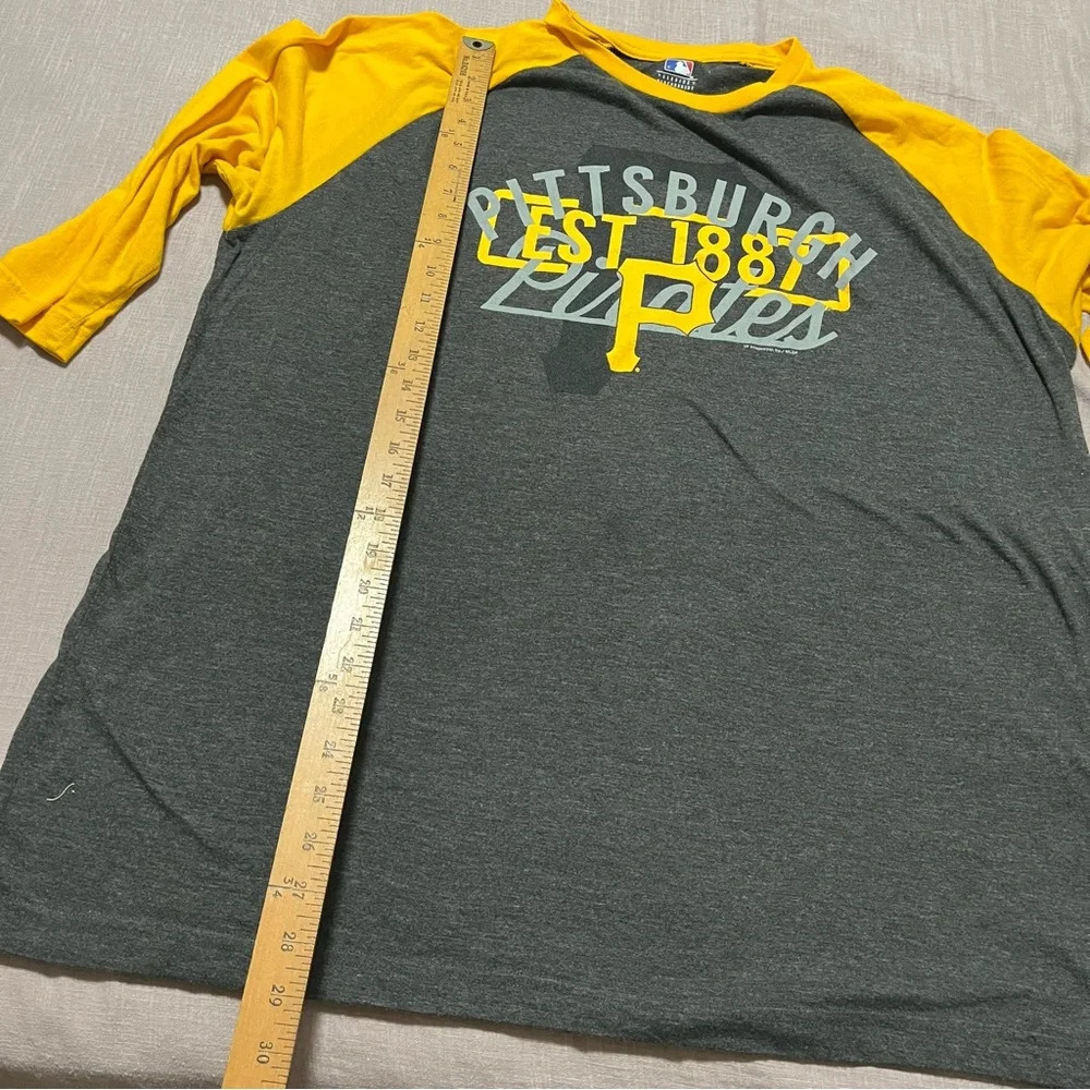 Pittsburgh Pirates Raglan Baseball Ringer Tee Size 2XL MLB 3/4 sleeve Athletic - Picture 6 of 6